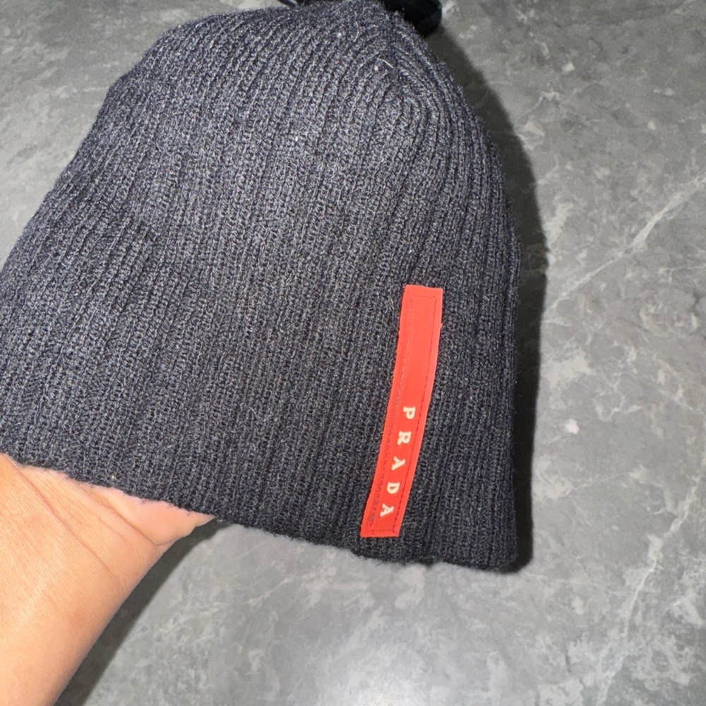 Prada Black Beanie with Red Detail - Picture 2 of 4